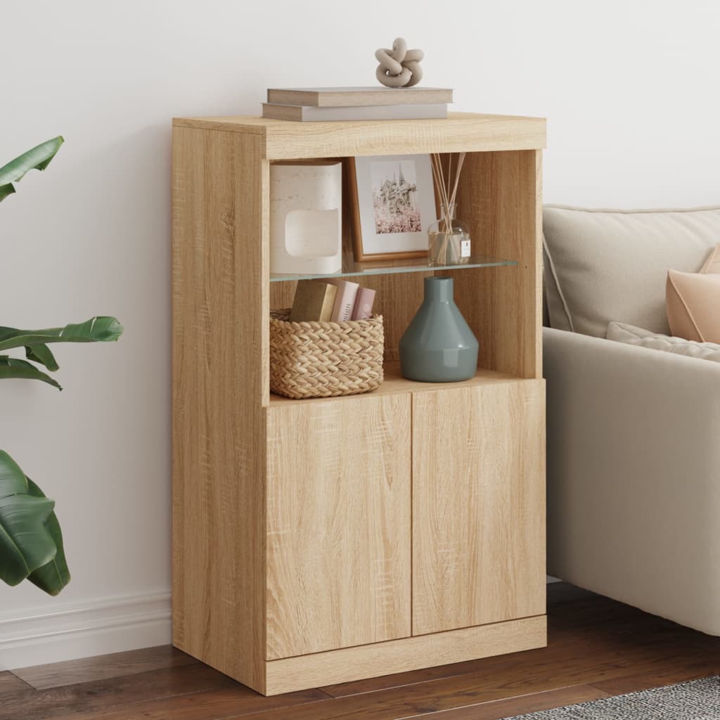 Sideboard mit LED-Leuchten Sonoma-Eiche 60,5x37x100 cm