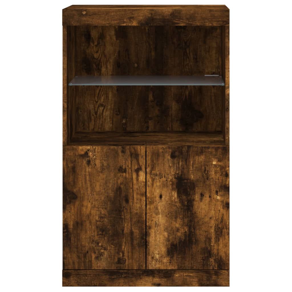 Sideboard mit LED-Leuchten Räuchereiche 60,5x37x100 cm