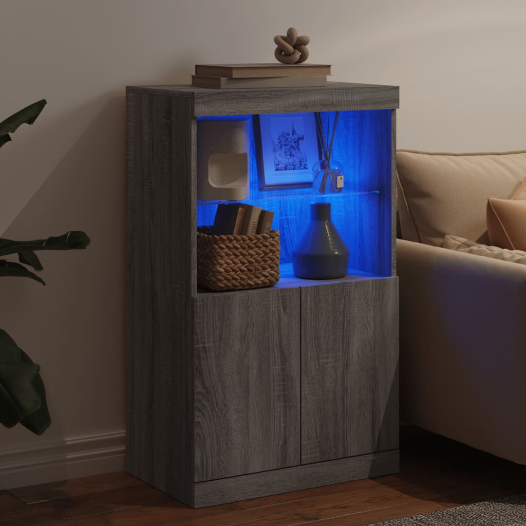 Sideboard mit LED-Leuchten Grau Sonoma 60,5x37x100 cm