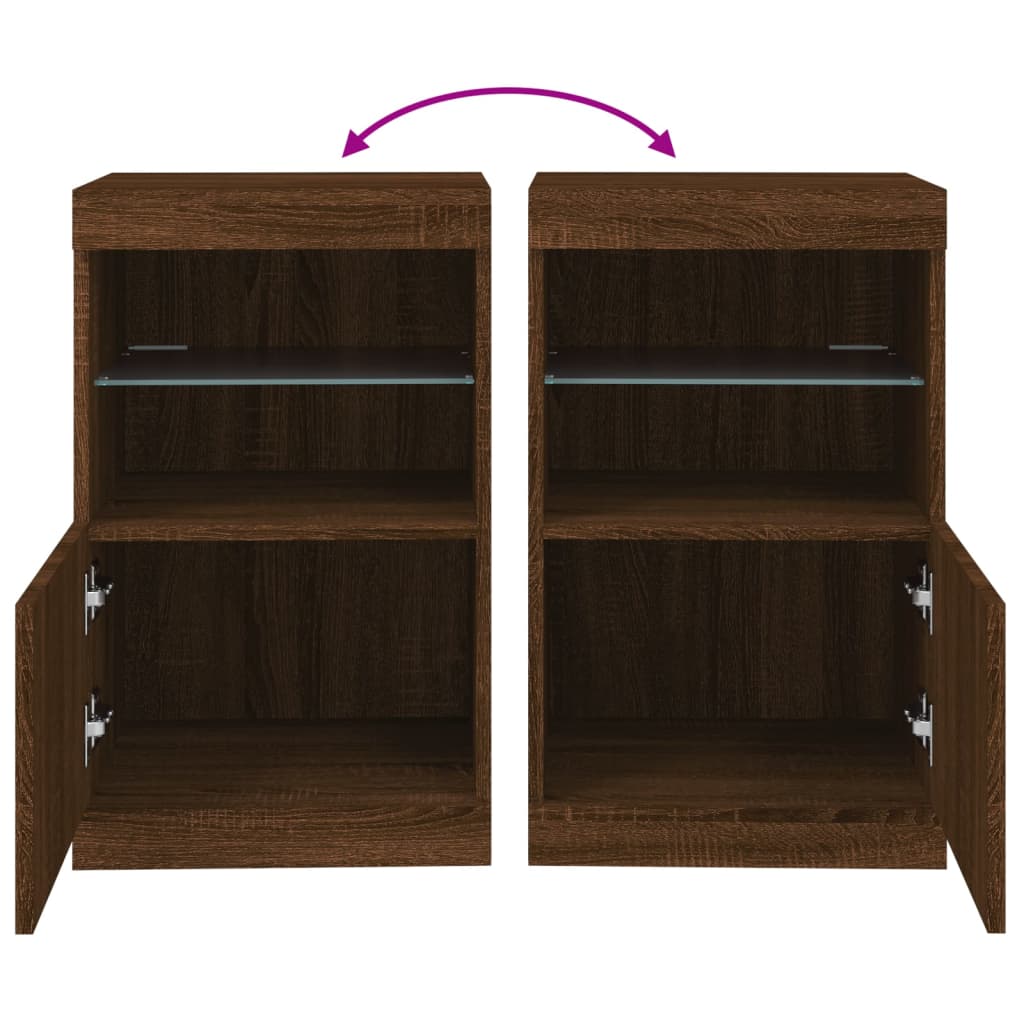 Sideboard mit LED-Leuchten Braun Eichen-Optik 41x37x67 cm