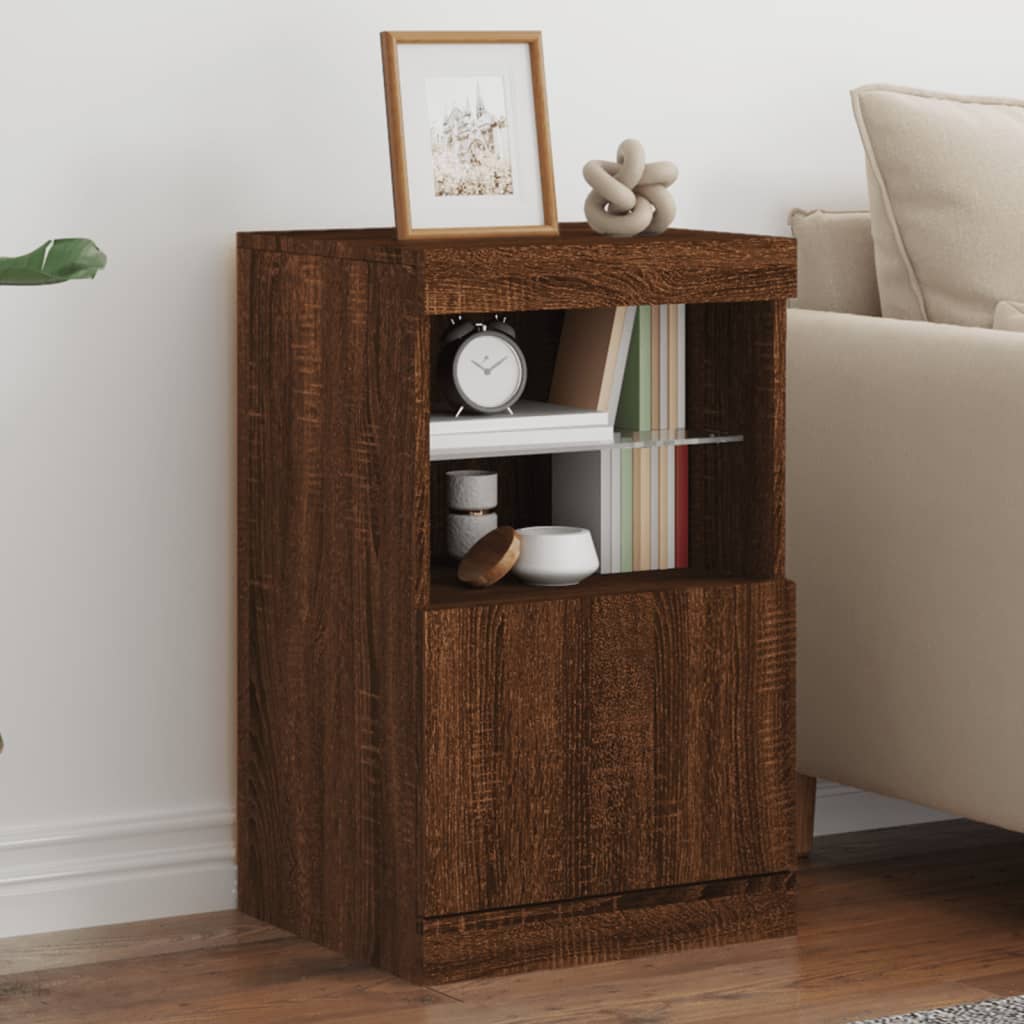 Sideboard mit LED-Leuchten Braun Eichen-Optik 41x37x67 cm