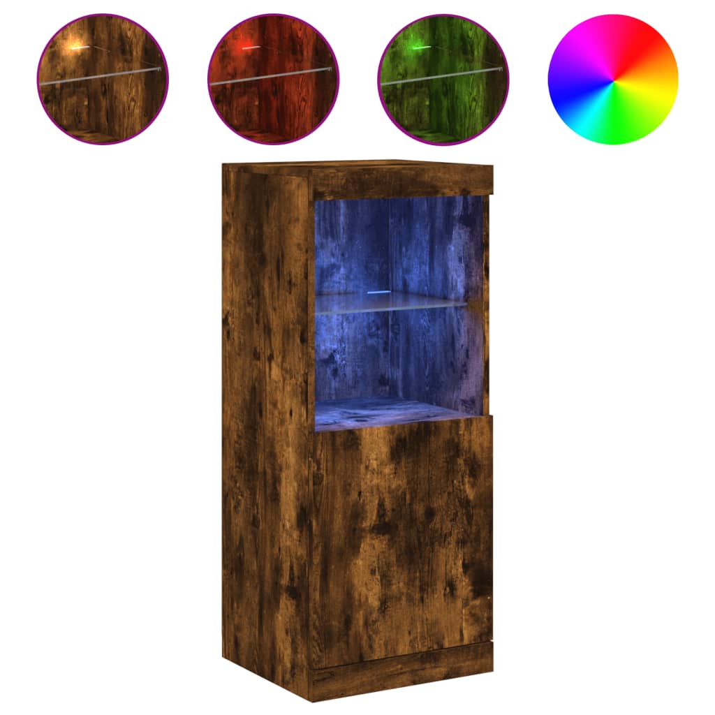 Sideboard mit LED-Leuchten Räuchereiche 41x37x100 cm