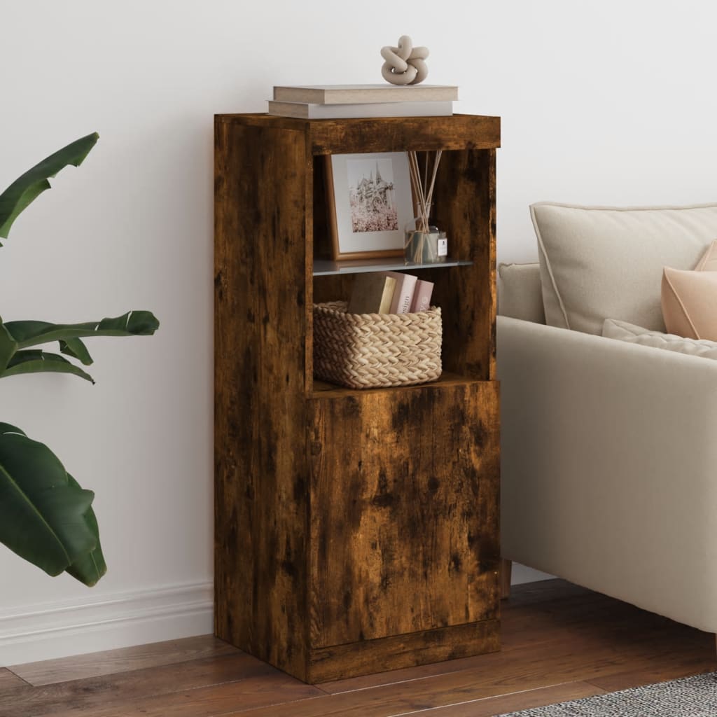Sideboard mit LED-Leuchten Räuchereiche 41x37x100 cm