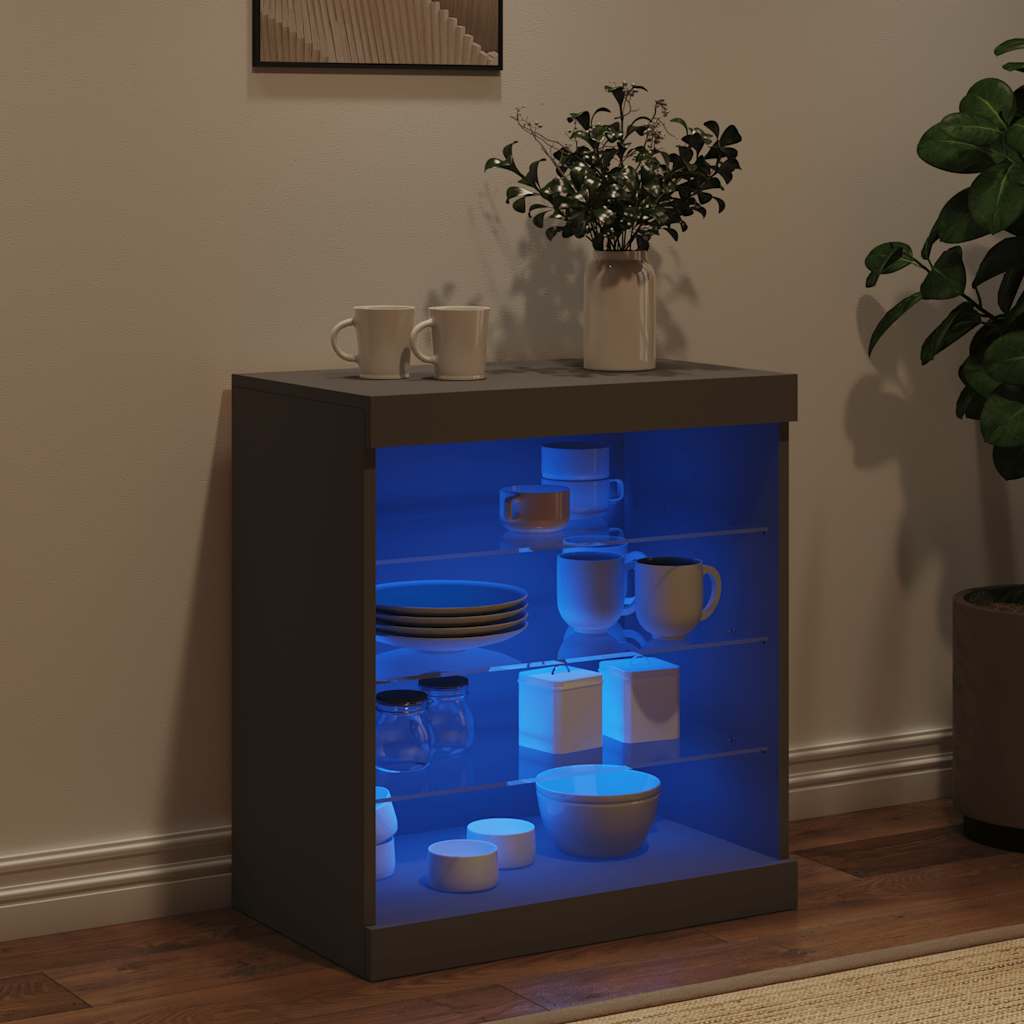 Sideboard mit LED-Leuchten Schwarz 60,5x37x67 cm