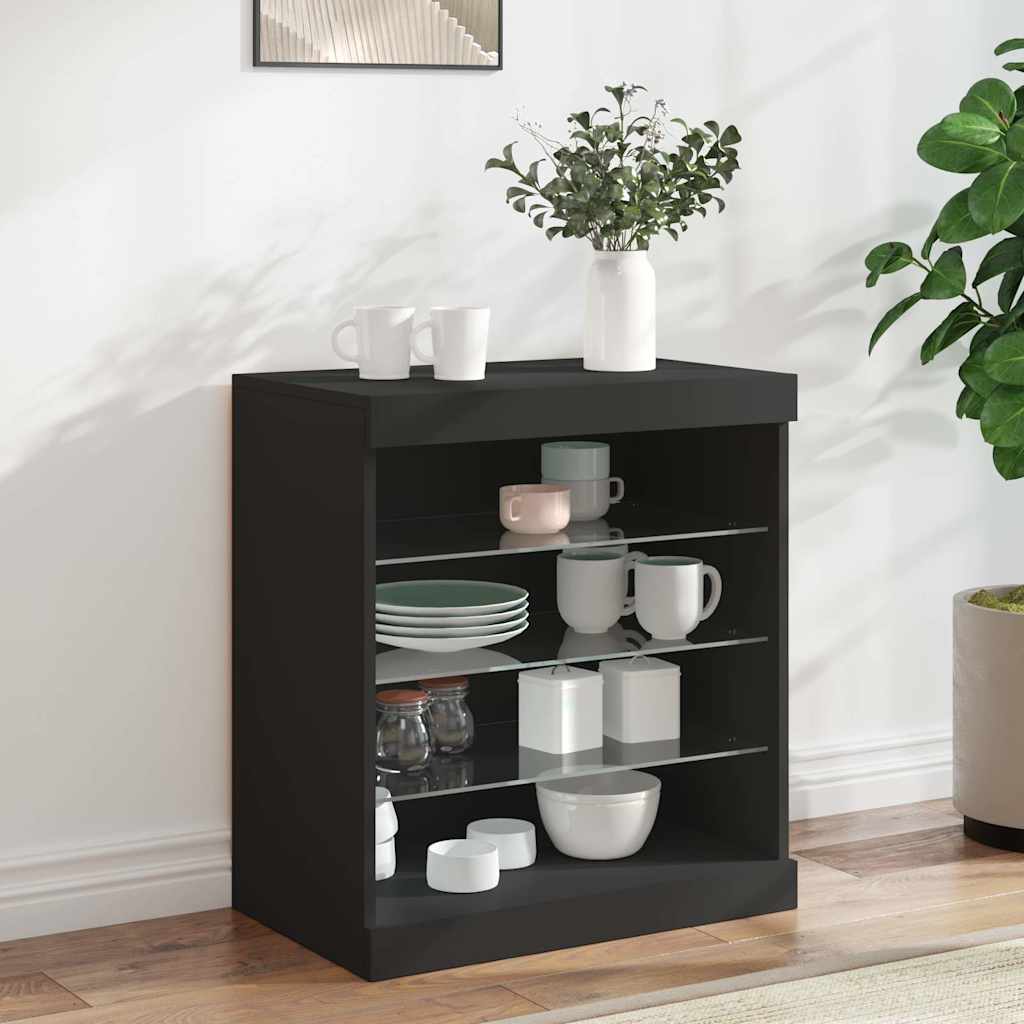 Sideboard mit LED-Leuchten Schwarz 60,5x37x67 cm