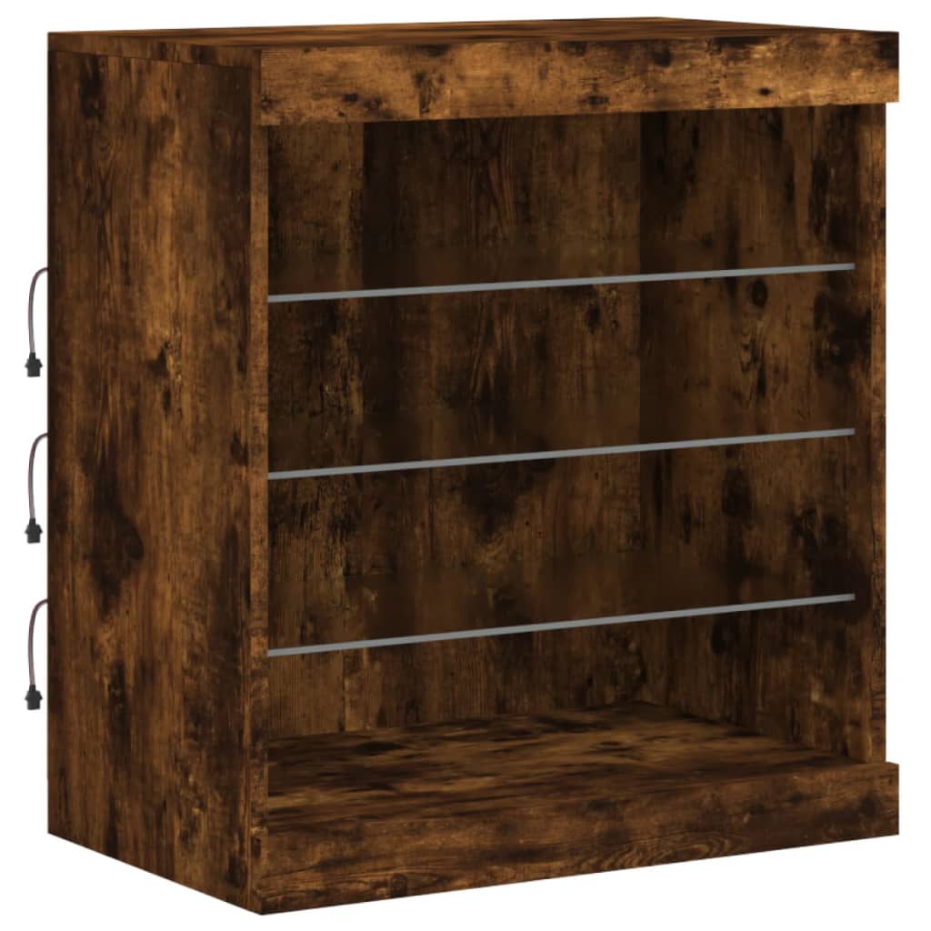 Sideboard mit LED-Leuchten Räuchereiche 60,5x37x67 cm