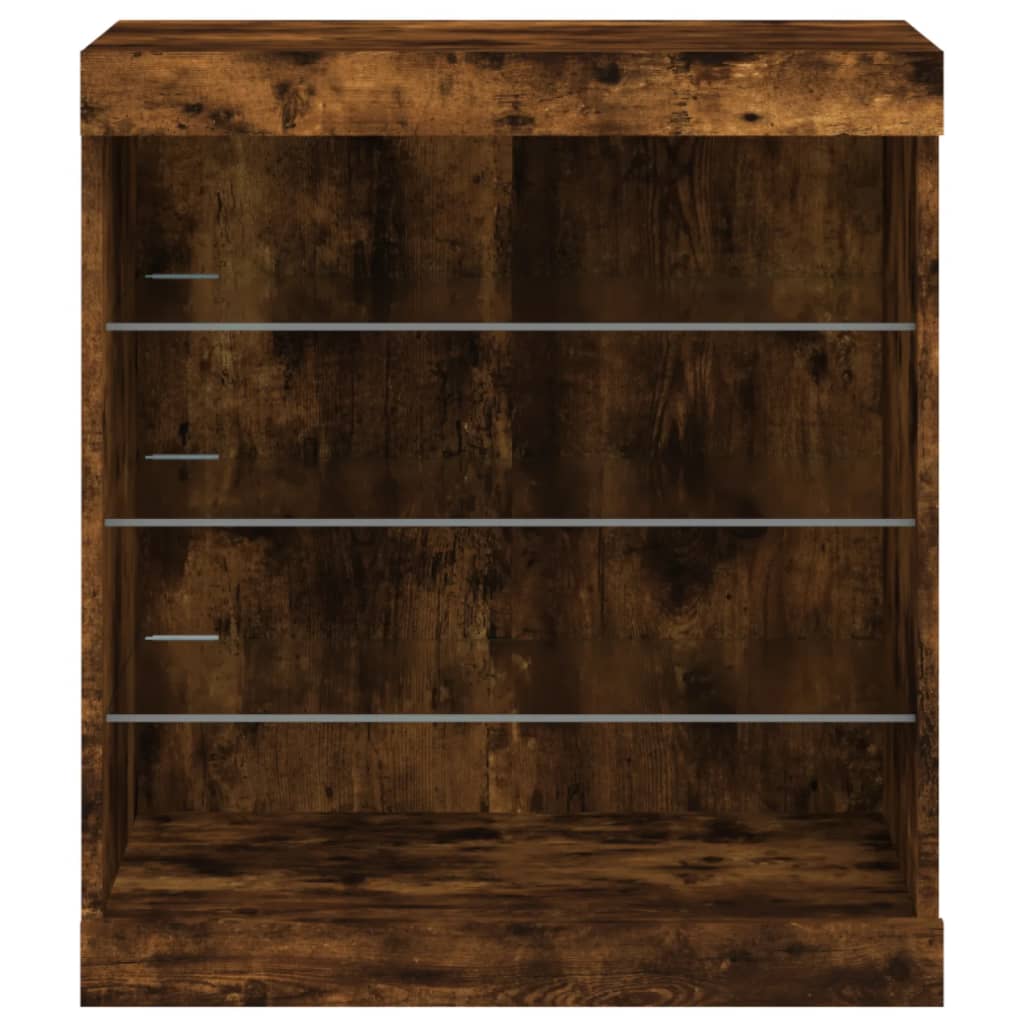 Sideboard mit LED-Leuchten Räuchereiche 60,5x37x67 cm