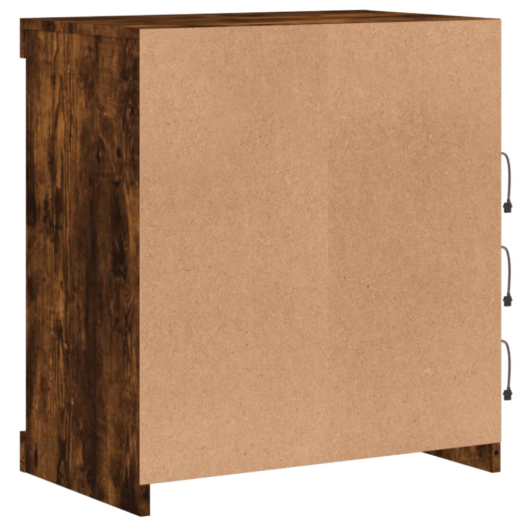 Sideboard mit LED-Leuchten Räuchereiche 60,5x37x67 cm