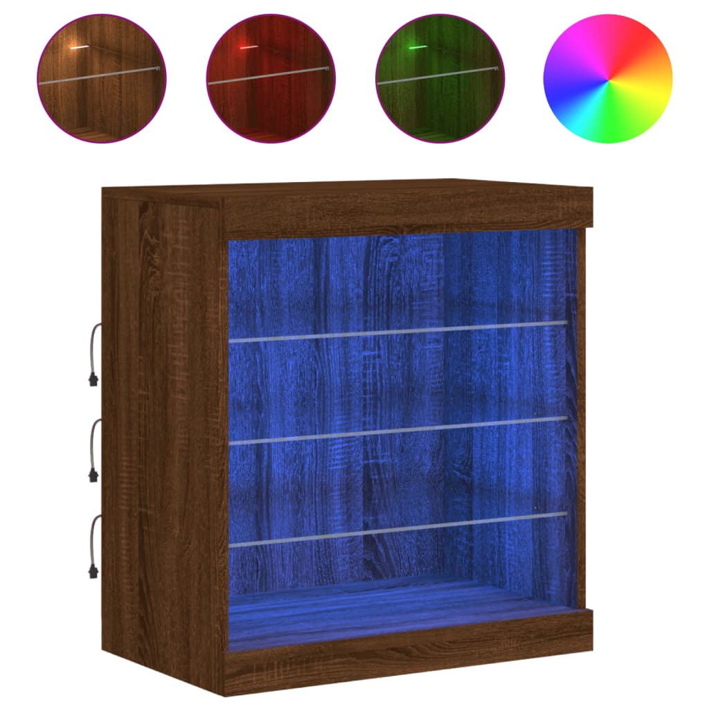 Sideboard mit LED-Leuchten Braun Eichen-Optik 60,5x37x67 cm