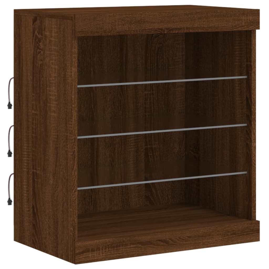 Sideboard mit LED-Leuchten Braun Eichen-Optik 60,5x37x67 cm
