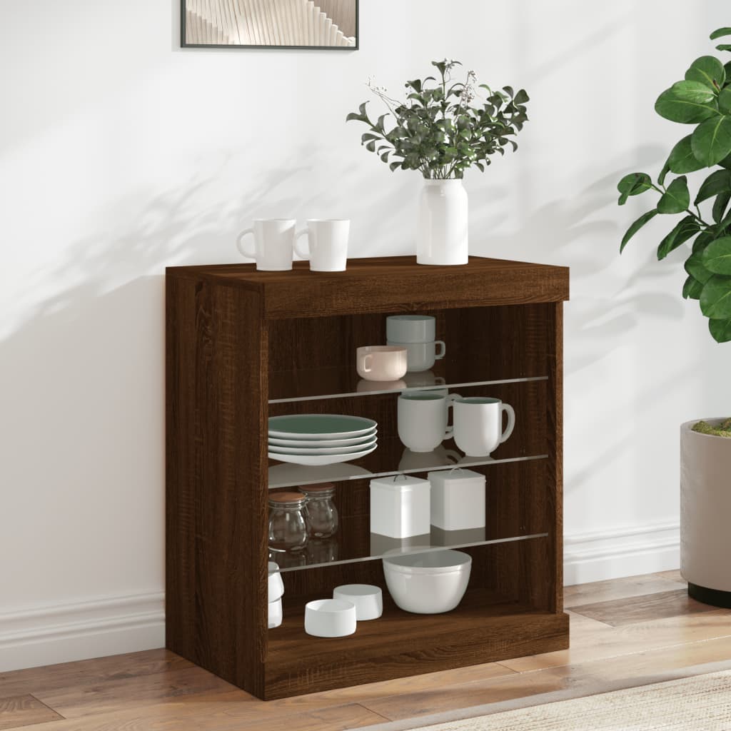 Sideboard mit LED-Leuchten Braun Eichen-Optik 60,5x37x67 cm