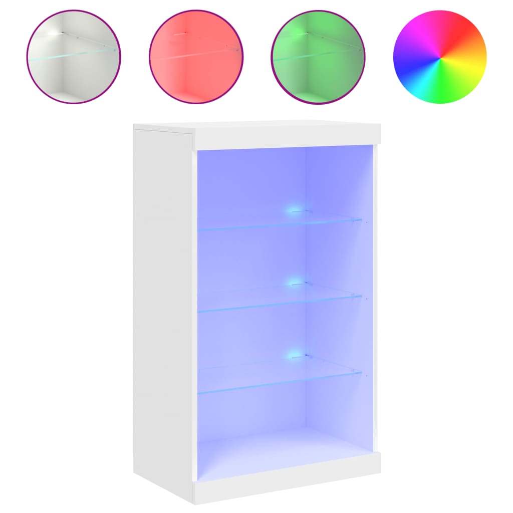 Sideboard mit LED-Leuchten Weiß 60,5x37x100 cm
