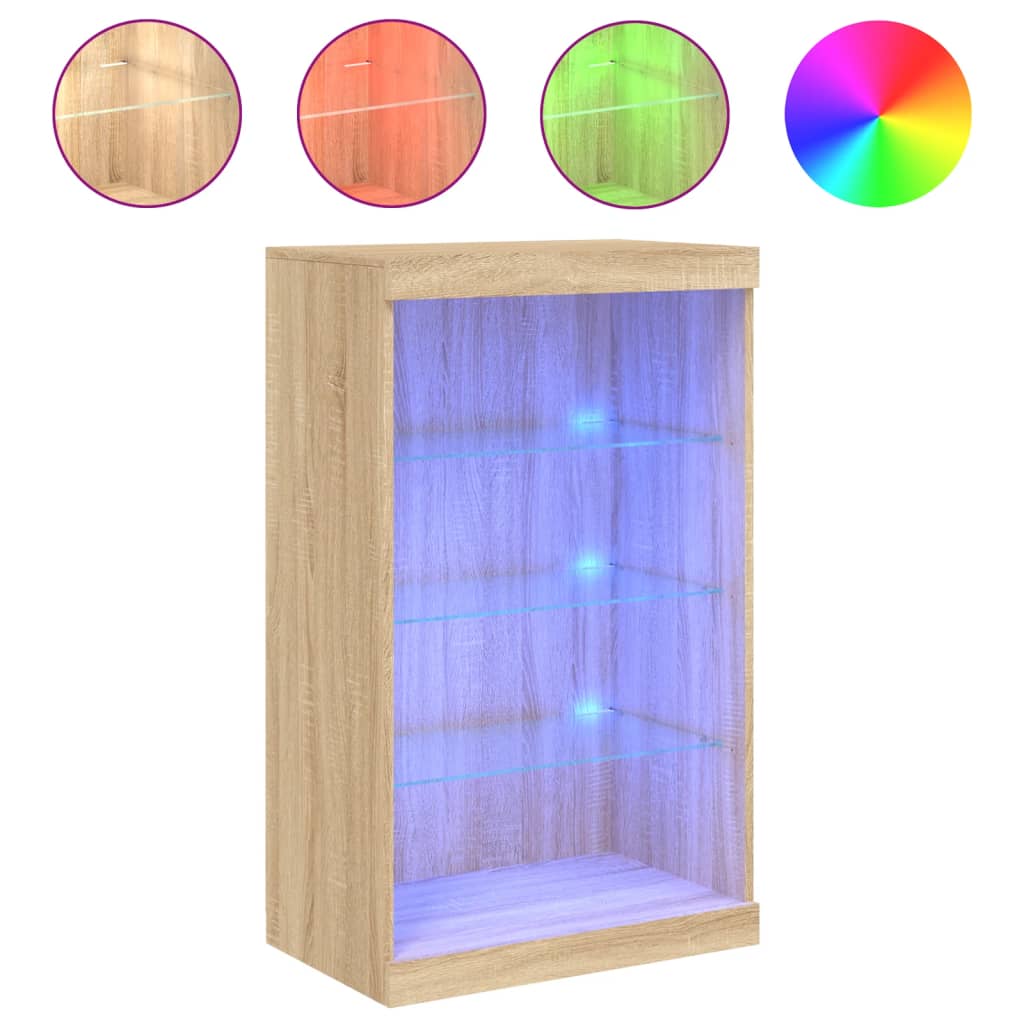 Sideboard mit LED-Leuchten Sonoma-Eiche 60,5x37x100 cm