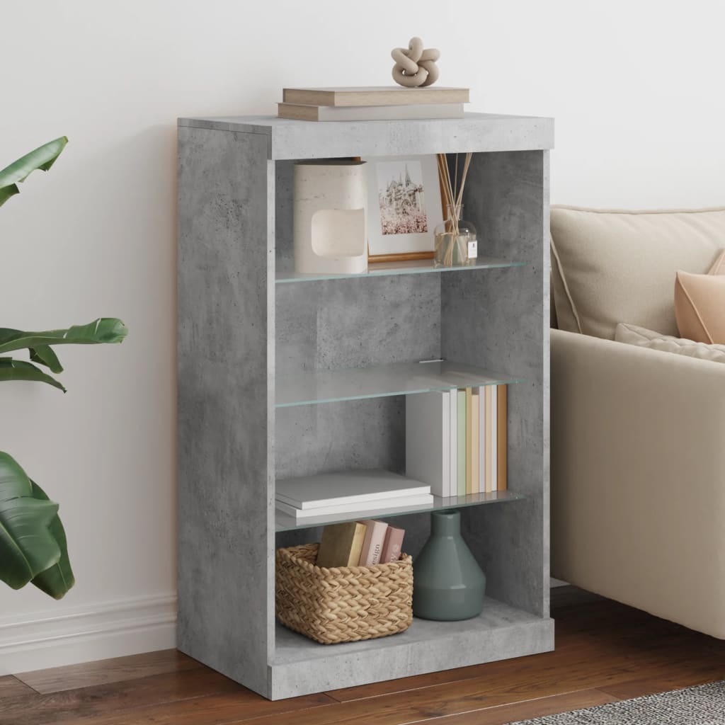 Sideboard mit LED-Leuchten Betongrau 60,5x37x100 cm