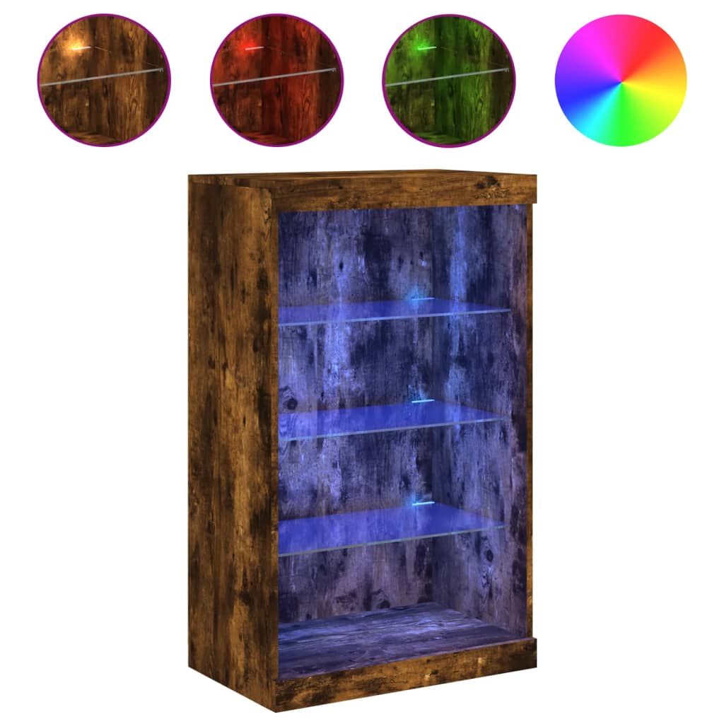 Sideboard mit LED-Leuchten Räuchereiche 60,5x37x100 cm