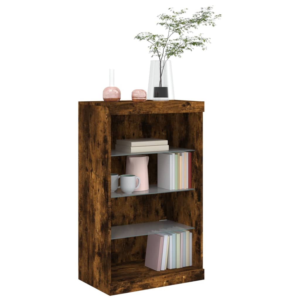 Sideboard mit LED-Leuchten Räuchereiche 60,5x37x100 cm