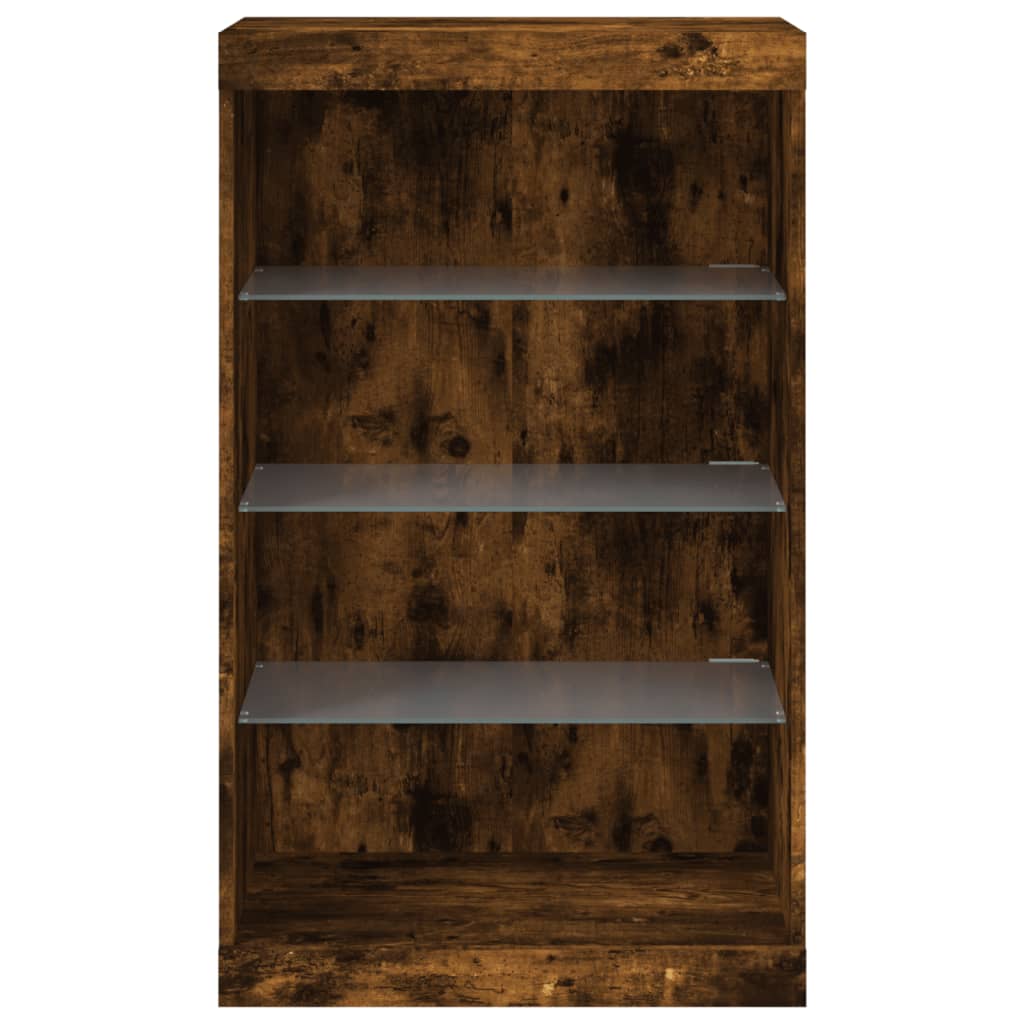 Sideboard mit LED-Leuchten Räuchereiche 60,5x37x100 cm