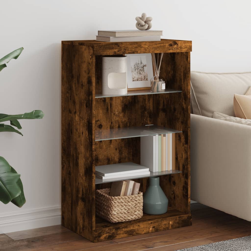 Sideboard mit LED-Leuchten Räuchereiche 60,5x37x100 cm