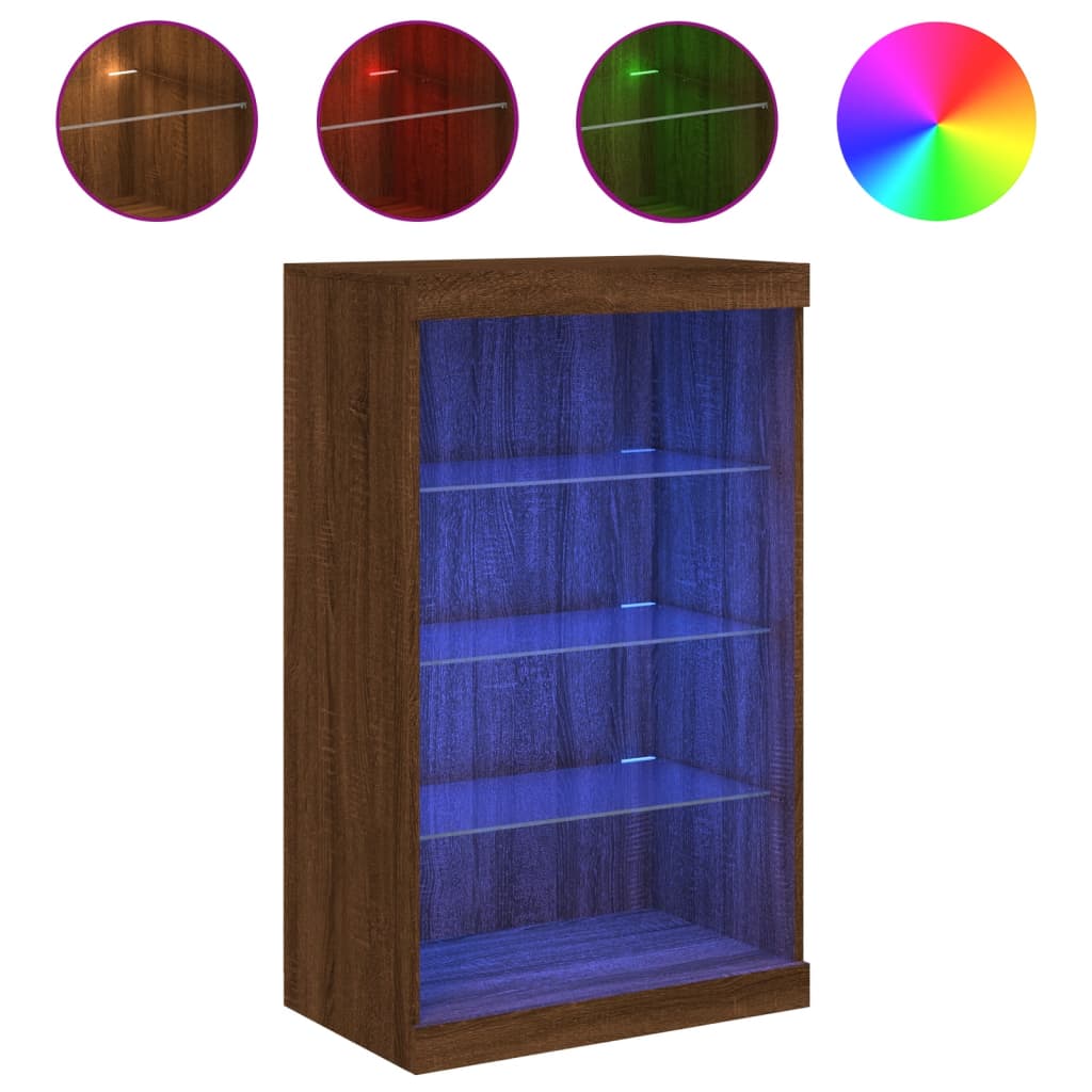 Sideboard mit LED-Leuchten Braun Eichen-Optik 60,5x37x100 cm