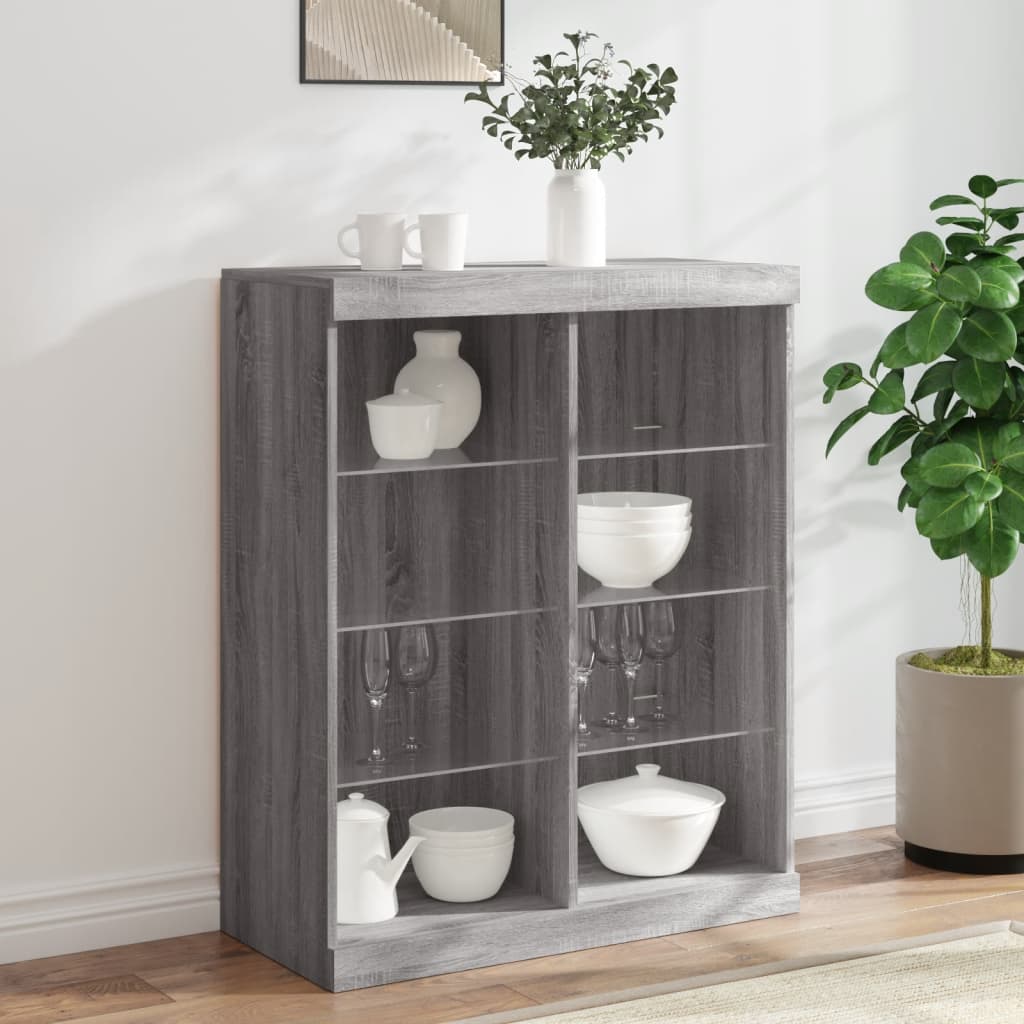 Sideboard mit LED-Leuchten Grau Sonoma 81x37x100 cm