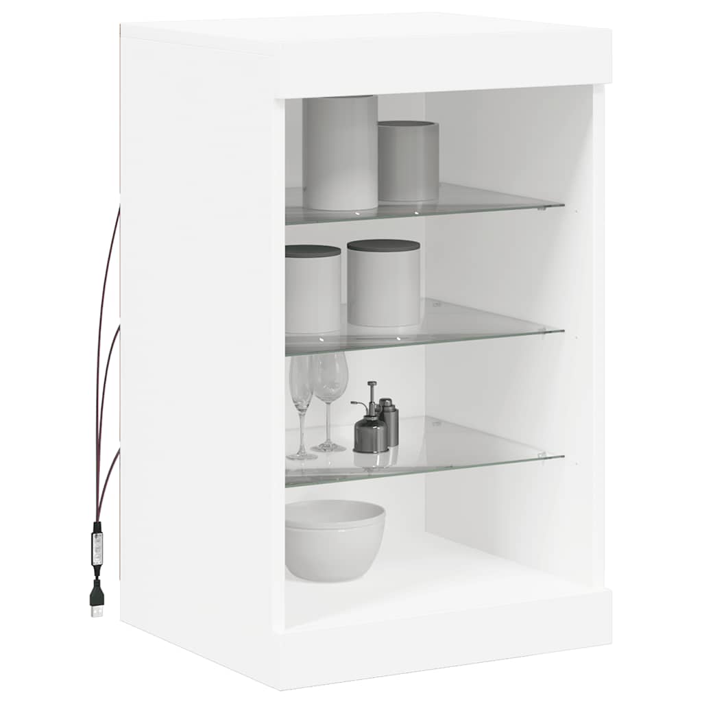 Sideboard mit LED-Leuchten Weiß 41x37x67 cm