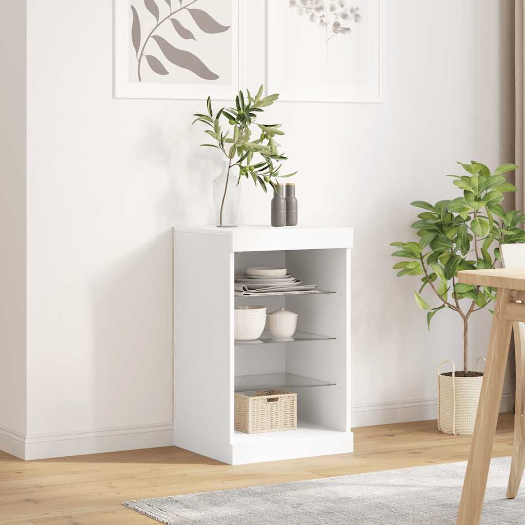 Sideboard mit LED-Leuchten Weiß 41x37x67 cm
