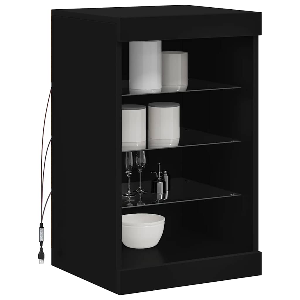 Sideboard mit LED-Leuchten Schwarz 41x37x67 cm