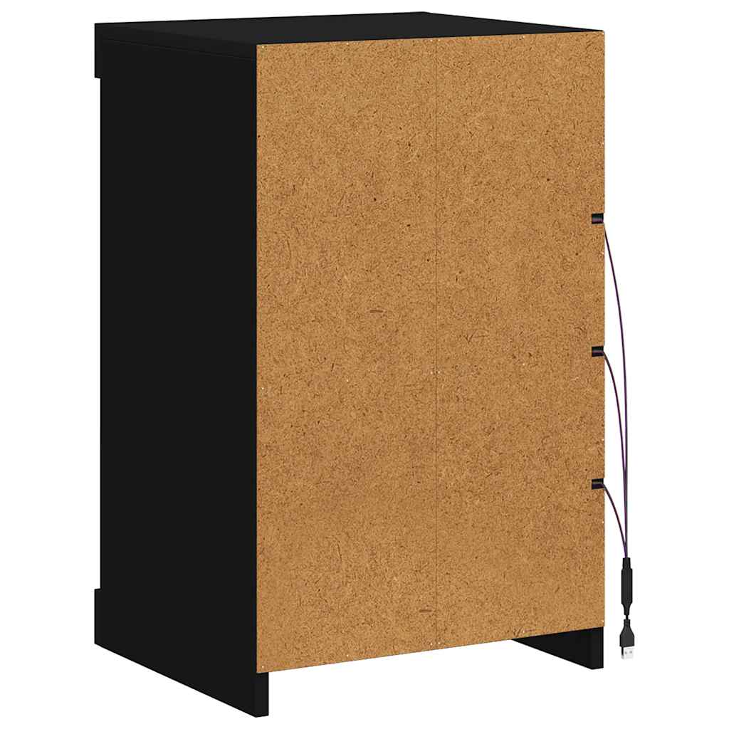 Sideboard mit LED-Leuchten Schwarz 41x37x67 cm