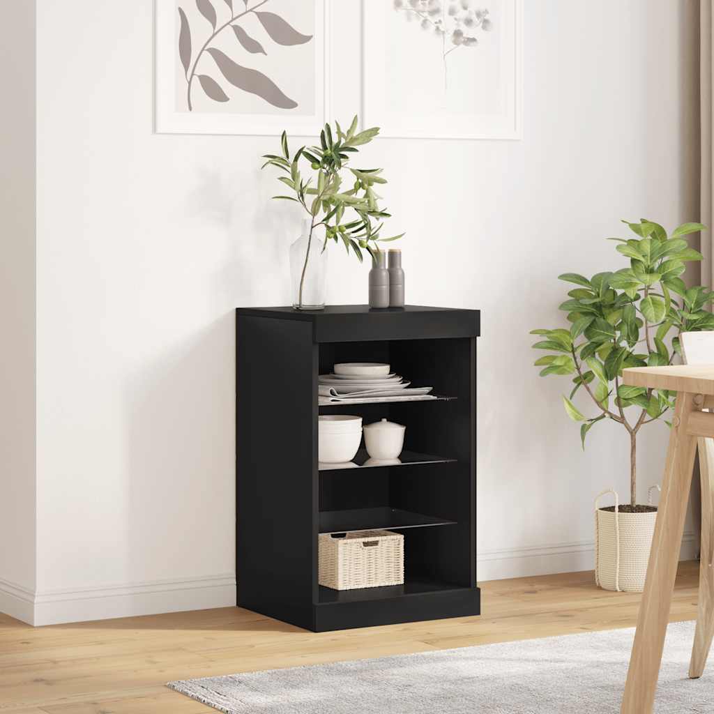 Sideboard mit LED-Leuchten Schwarz 41x37x67 cm