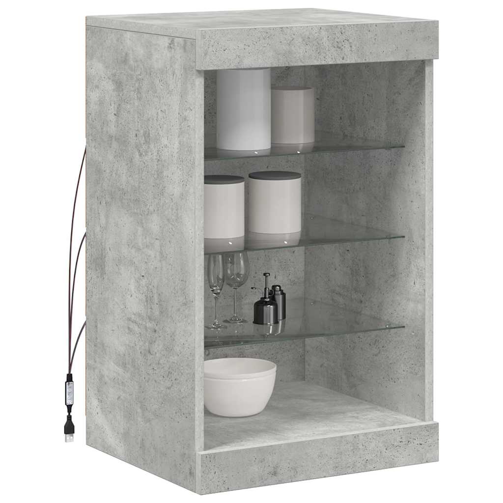 Sideboard mit LED-Leuchten Betongrau 41x37x67 cm