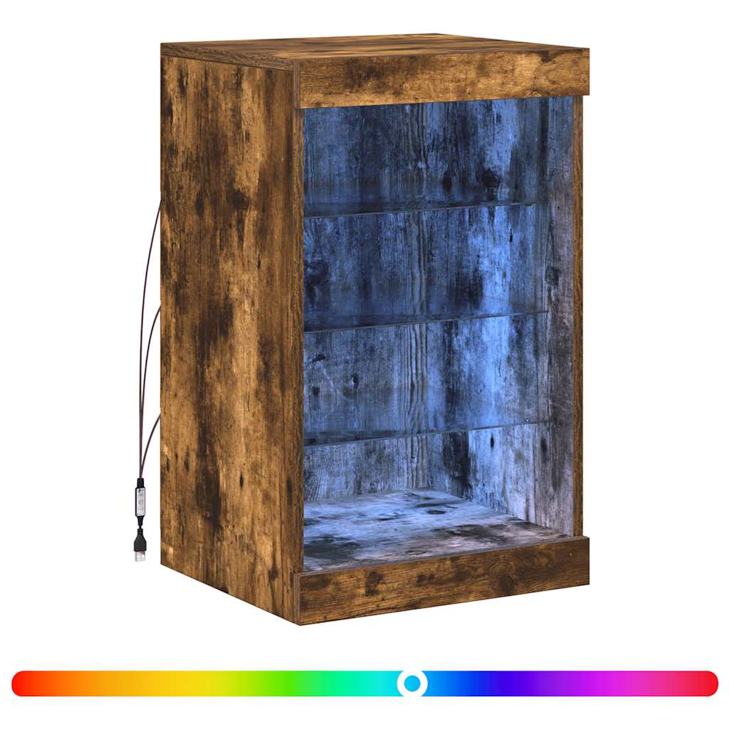 Sideboard mit LED-Leuchten Räuchereiche 41x37x67 cm