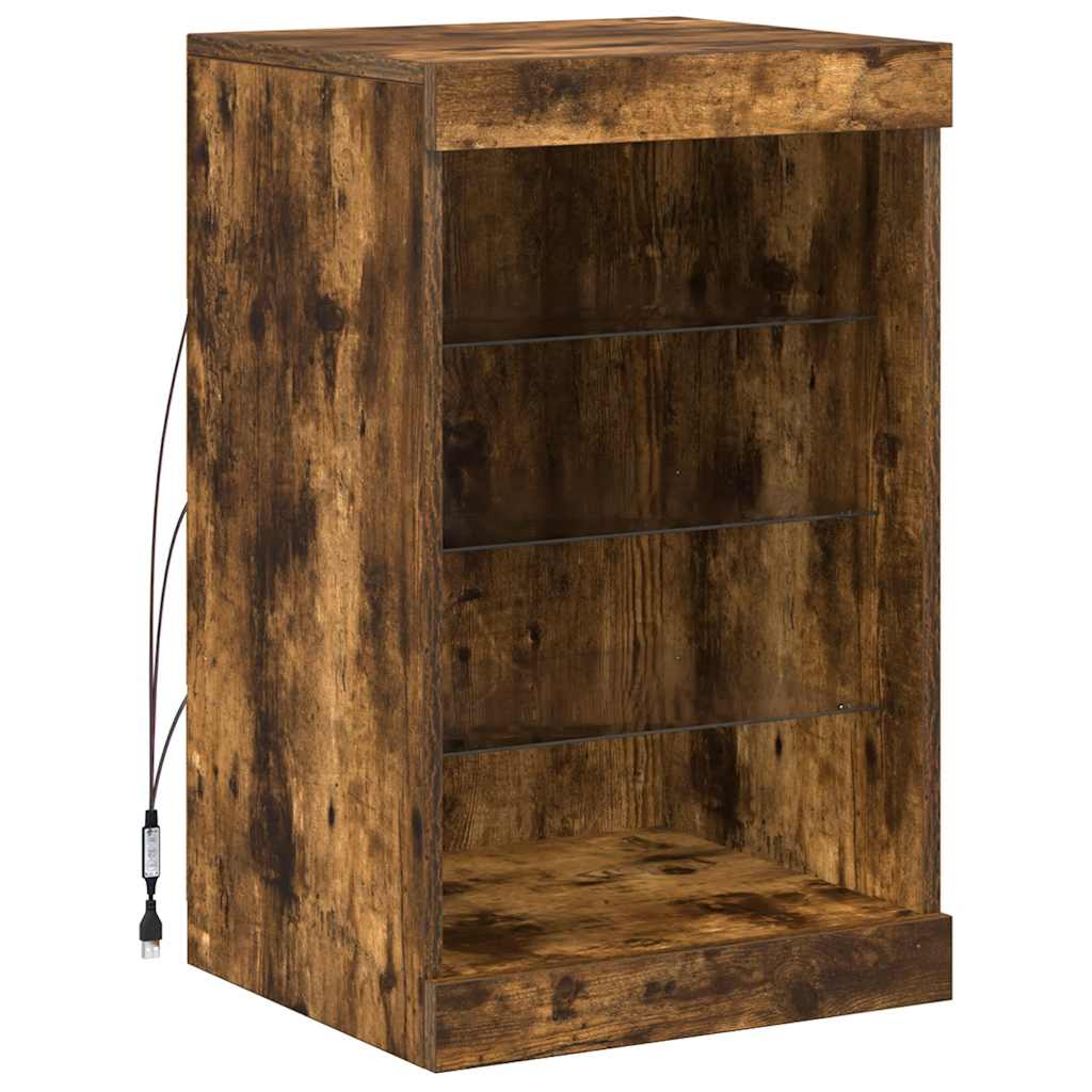 Sideboard mit LED-Leuchten Räuchereiche 41x37x67 cm