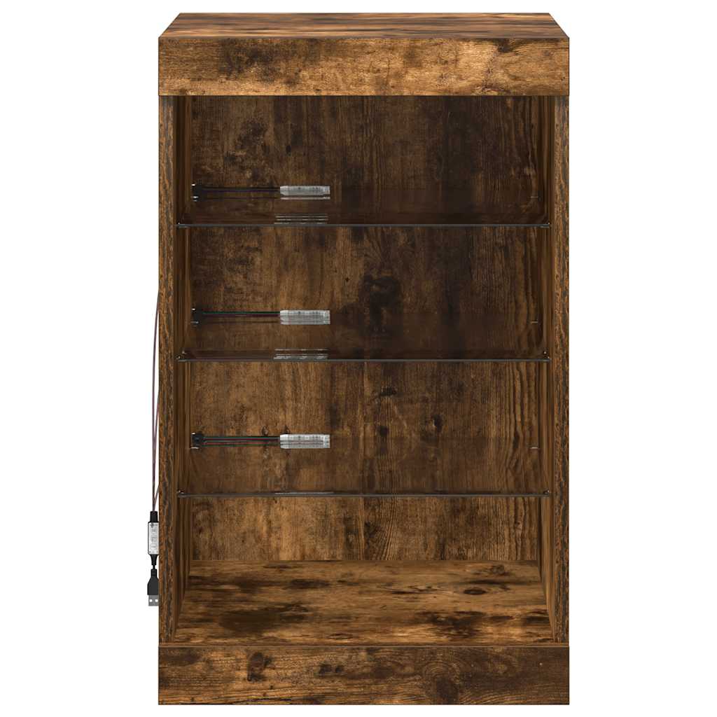 Sideboard mit LED-Leuchten Räuchereiche 41x37x67 cm
