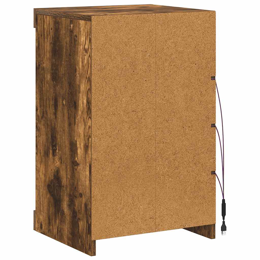 Sideboard mit LED-Leuchten Räuchereiche 41x37x67 cm