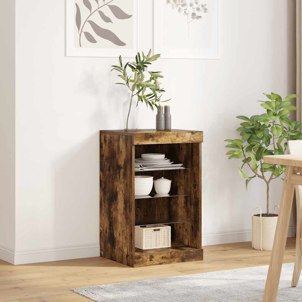 Sideboard mit LED-Leuchten Räuchereiche 41x37x67 cm