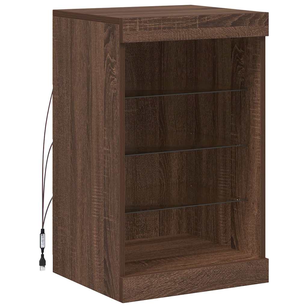 Sideboard mit LED-Leuchten Braun Eichen-Optik 41x37x67 cm
