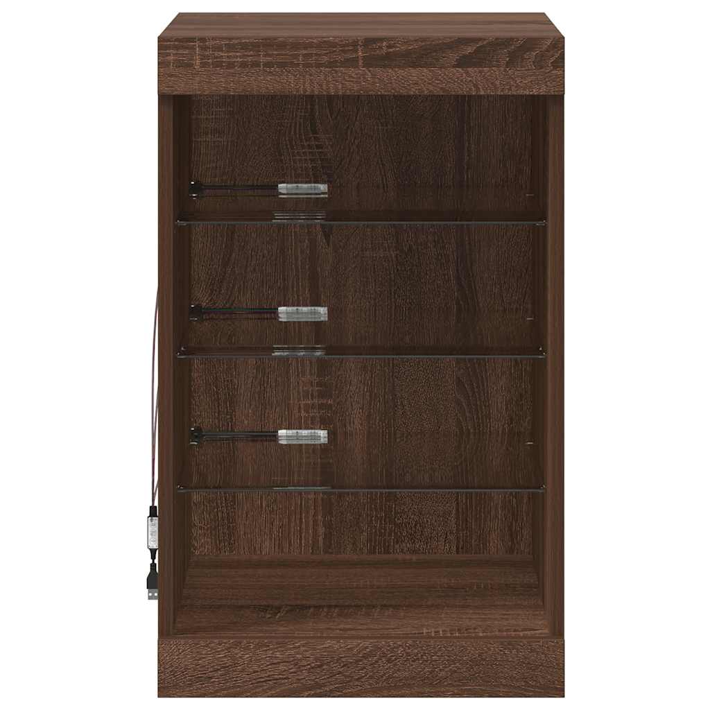 Sideboard mit LED-Leuchten Braun Eichen-Optik 41x37x67 cm