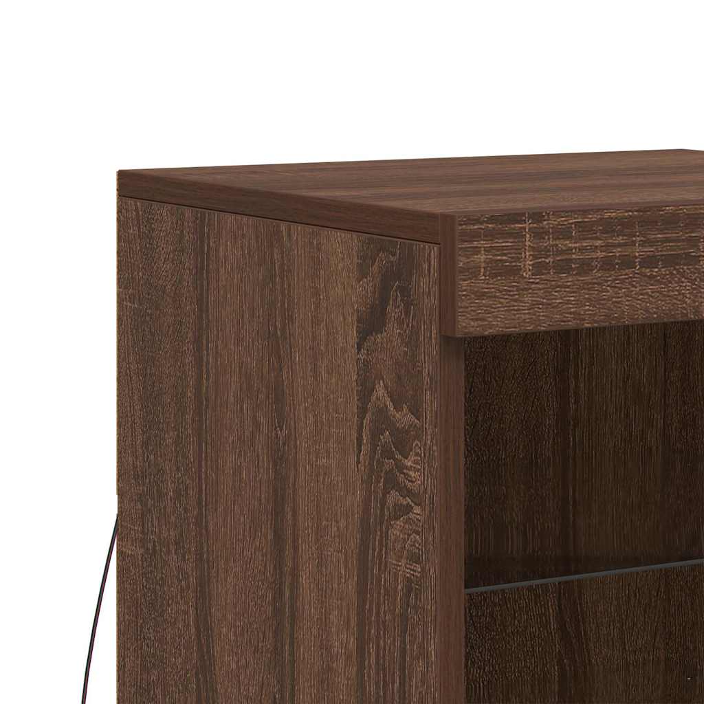 Sideboard mit LED-Leuchten Braun Eichen-Optik 41x37x67 cm
