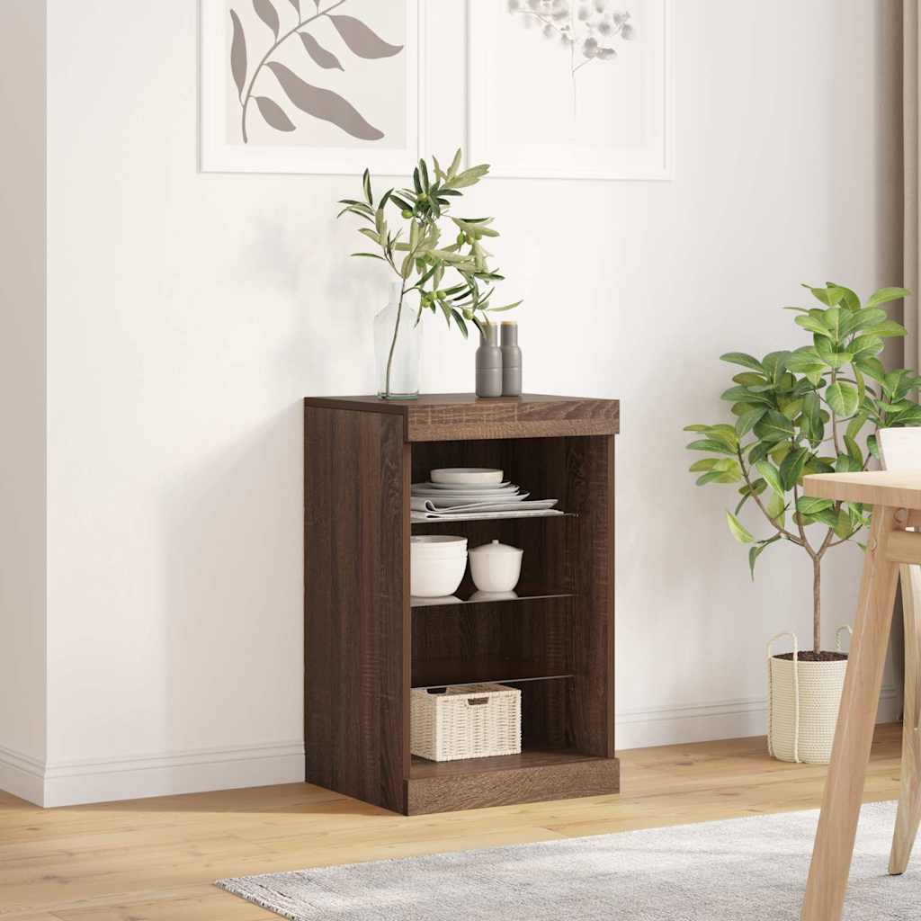 Sideboard mit LED-Leuchten Braun Eichen-Optik 41x37x67 cm