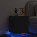 Nachttisch mit LED-Leuchten Schwarz Holzwerkstoff