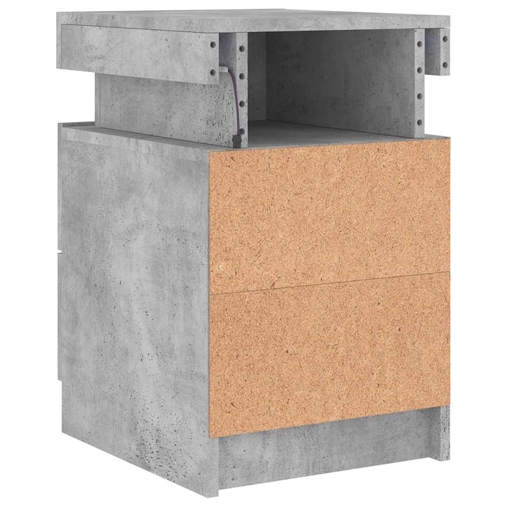 Nachttisch mit LED-Leuchten Betongrau 35x39x55 cm