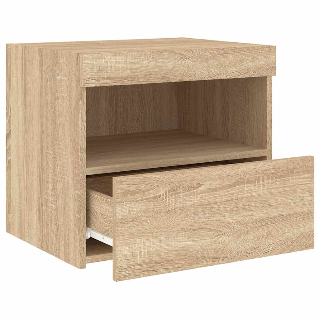 Nachttische mit LED-Leuchten 2 Stk. Sonoma Eiche 50x40x45 cm