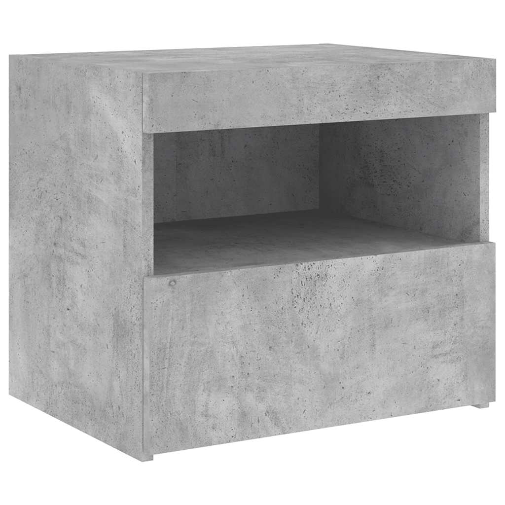 Nachttisch mit LED-Leuchten Betongrau 50x40x45 cm