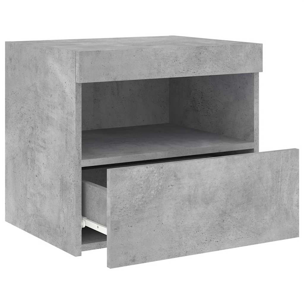 Nachttisch mit LED-Leuchten Betongrau 50x40x45 cm