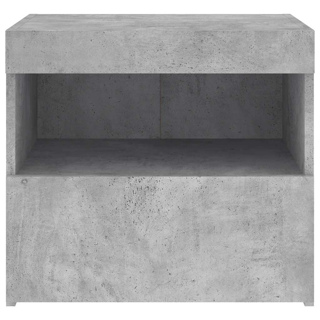 Nachttisch mit LED-Leuchten Betongrau 50x40x45 cm