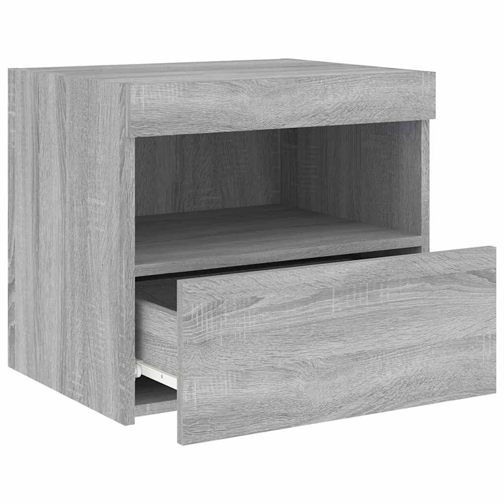 Nachttisch mit LED-Leuchten Grau Sonoma 50x40x45 cm