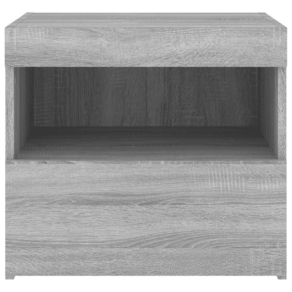 Nachttische mit LED-Leuchten 2 Stk. Grau Sonoma 50x40x45 cm