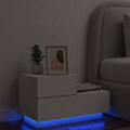 Nachttisch mit LED-Leuchten Weiß 70x36x40,5 cm