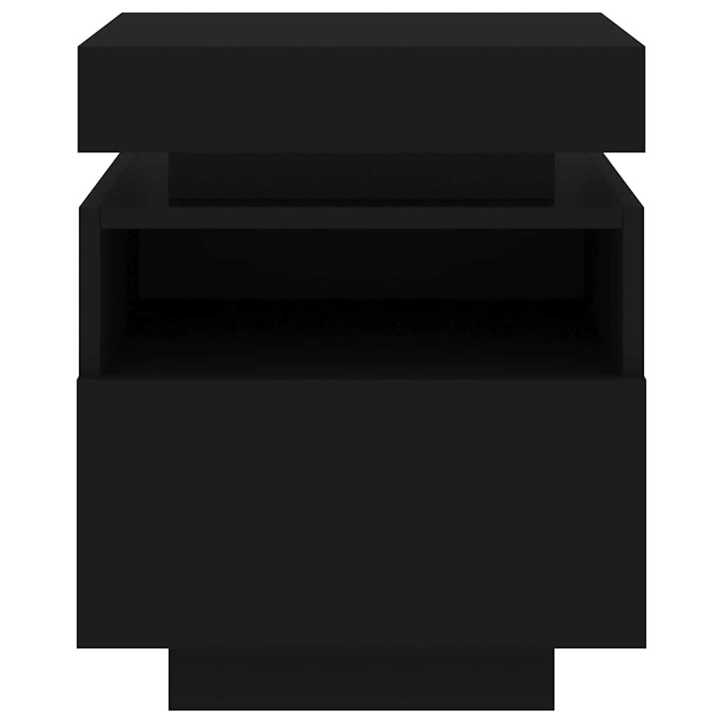 Nachttische mit LED-Leuchten 2 Stk. Schwarz 40x39x48,5 cm