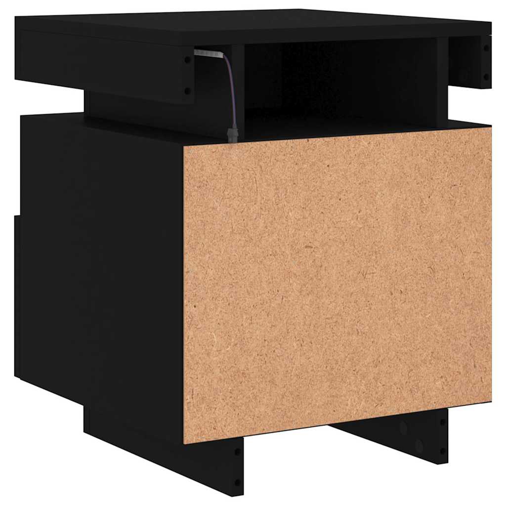 Nachttische mit LED-Leuchten 2 Stk. Schwarz 40x39x48,5 cm